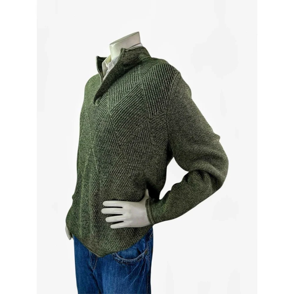 Tommy Bahama Sweater Mens XL Green Long Sleeve 1/4 Zip Pima Cotton Light Weight